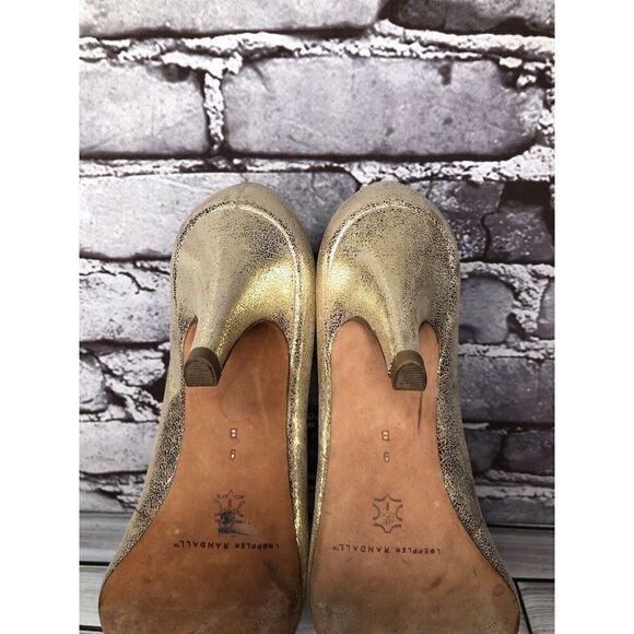 Loeffler Randall Gold Leather Shimmer Pointed Toe High Heels Women 9B US/39.5EU - Picture 7 of 16